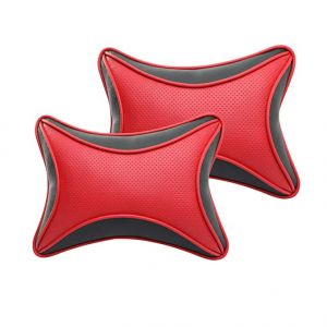 Premium Dolphin Neck Rest Neck Supporters Pillow Cushion for All Cars - red
